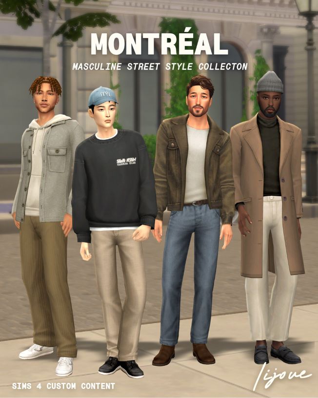 male sims dressed in casual street style clothing