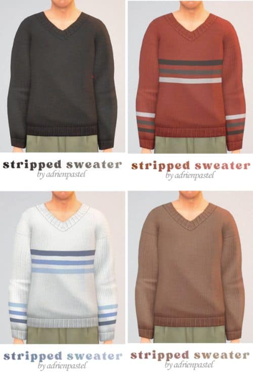 collage of a V-neck sweater in different color options
