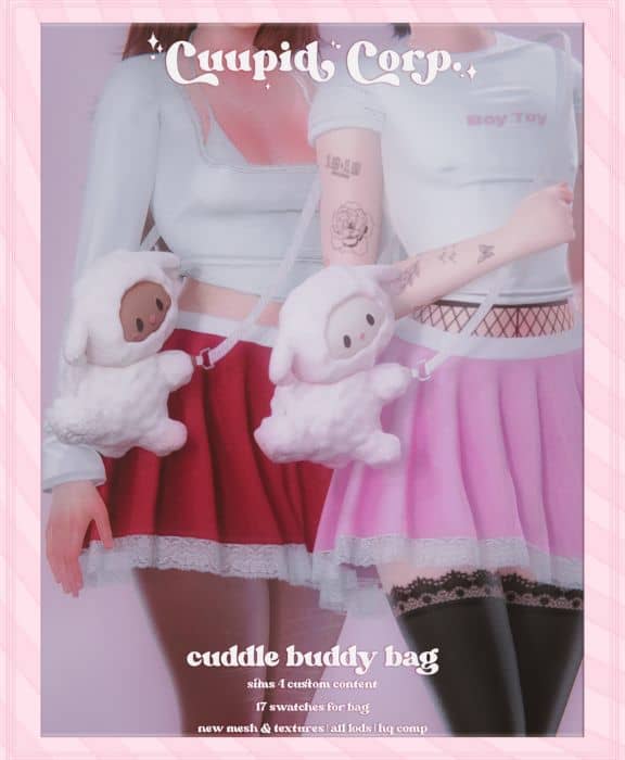 sims wearing lamp-shaped cross-body bags