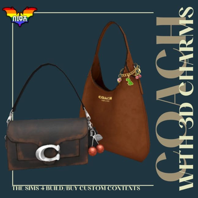 two styles of Coach-inspired bags with 3D charms