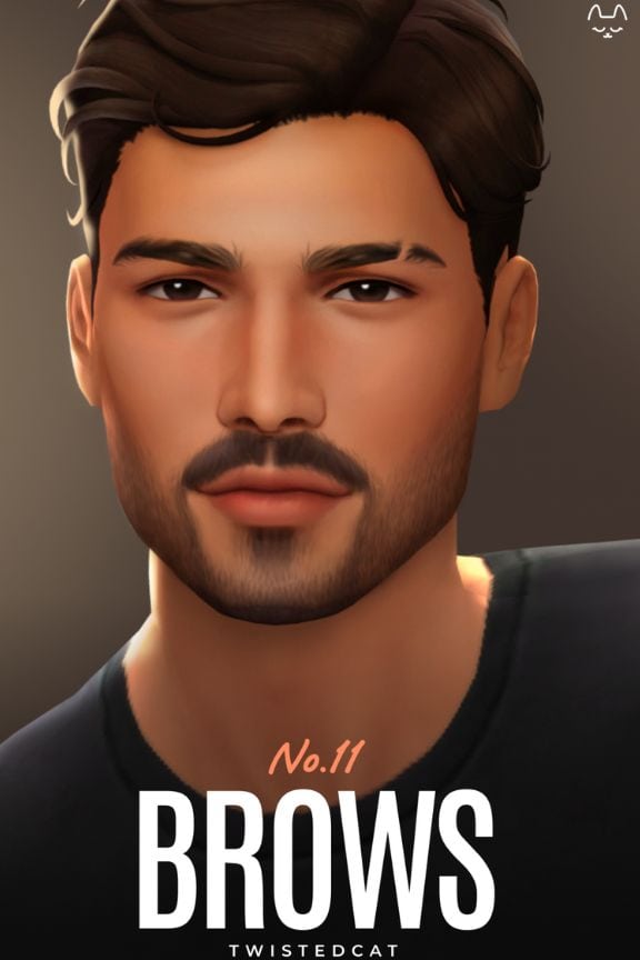 male sim with nicely manicured eyebrows, one with a slit