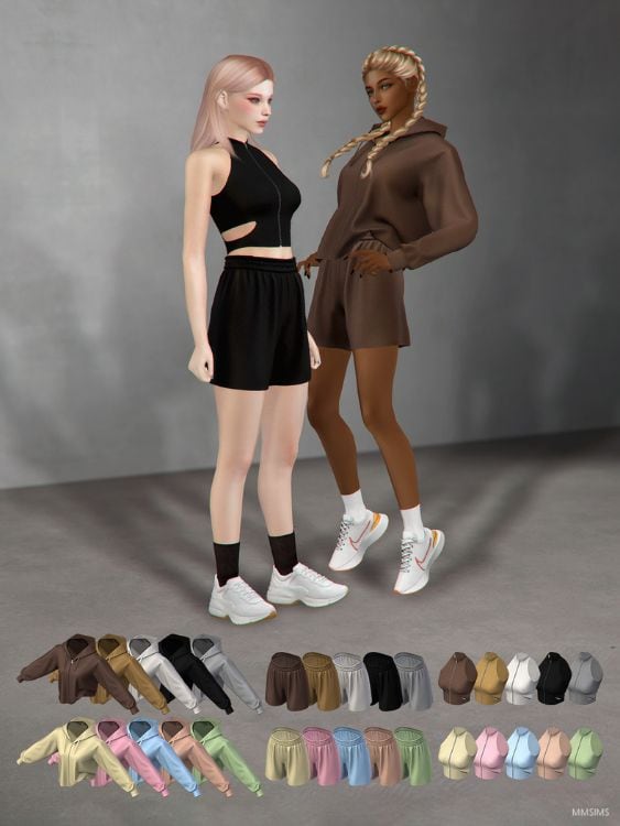 female sims wearing casual activewear clothing