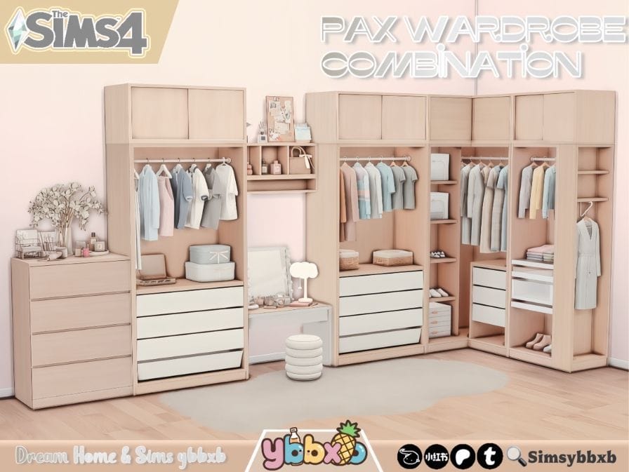 a room setup with a combination of wardrobe modules