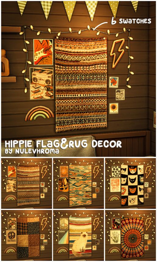hippie flag and rug wall decor