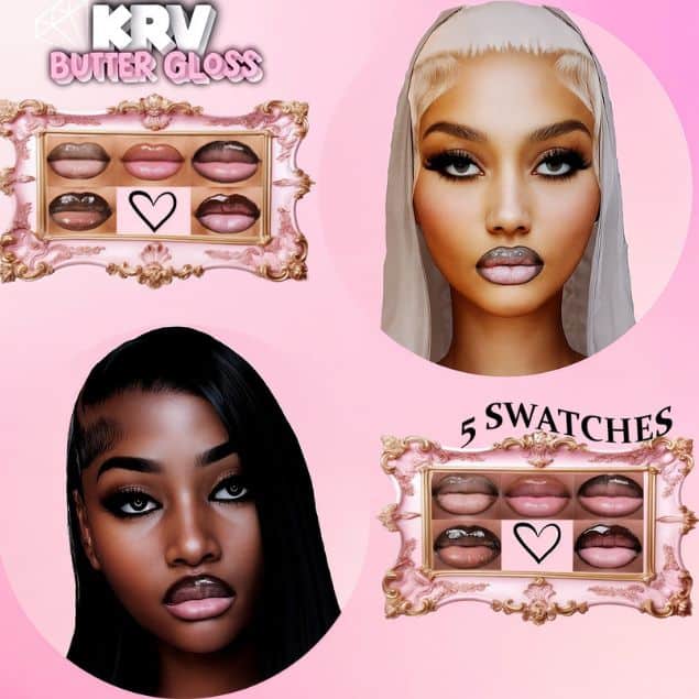 black female sims with buttery lip gloss