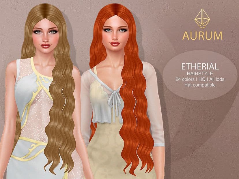 female sims with extra long wavy hair