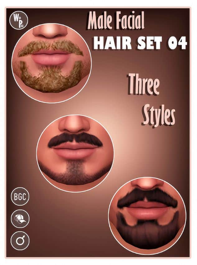 close up of three different styles of facial hair