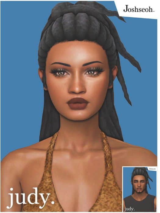 sims with soft locs, half updo hairstyle