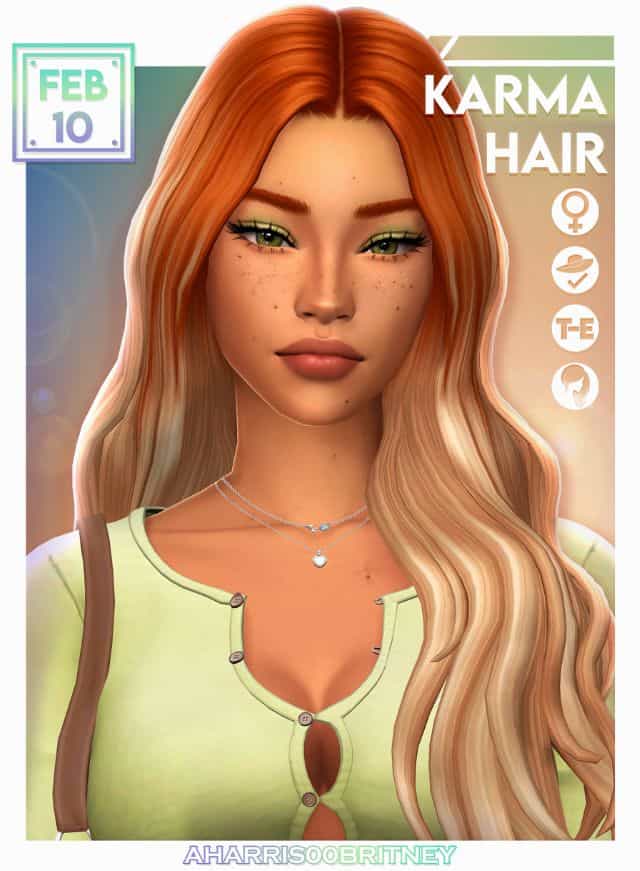female sim with long two-tone hair