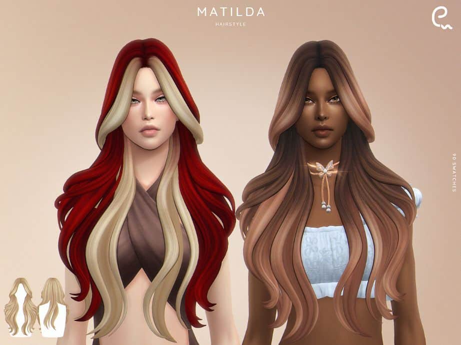 female sims with long flowing hair