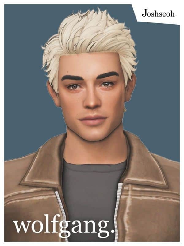 blond male sim with a short, layered hairstyle