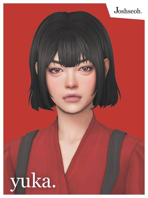 female sim with a short bob with bangs