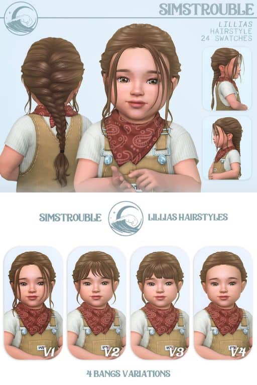 toddler sims with a braided hairstyle