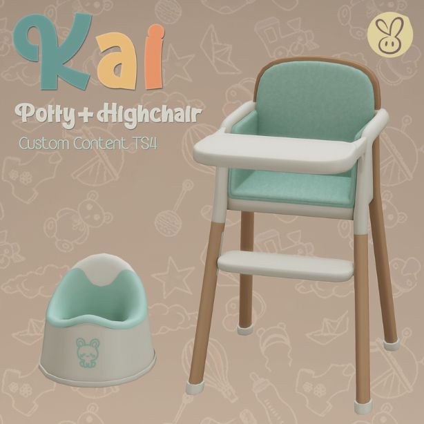 a white and blue potty and highchair
