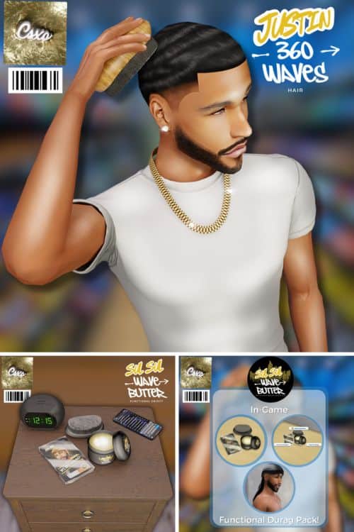 male sim combing his short wavy hair