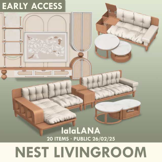 collage of living room furniture pieces