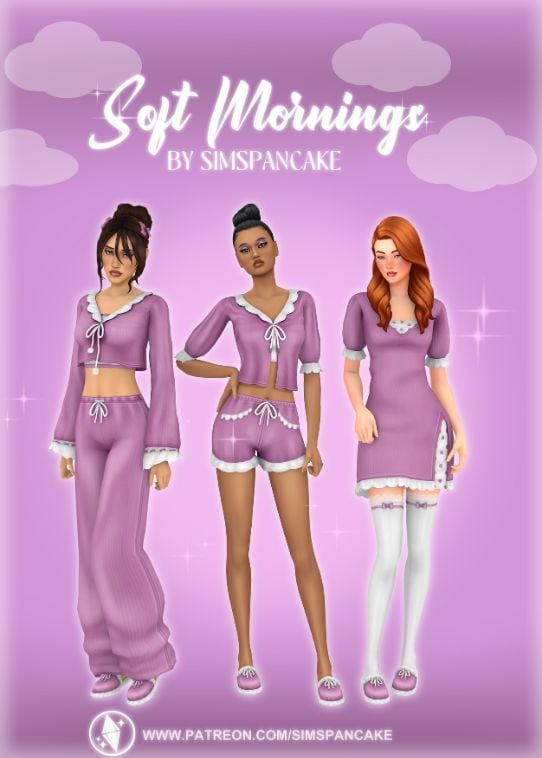 female sims in purple color sleepwear