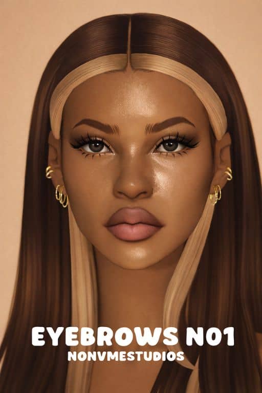 female sim with beautifully arched eyebrows