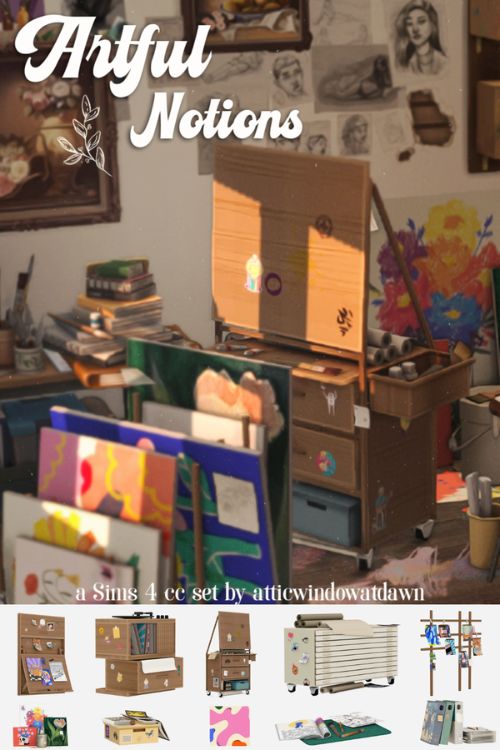 collage of art studio essentials