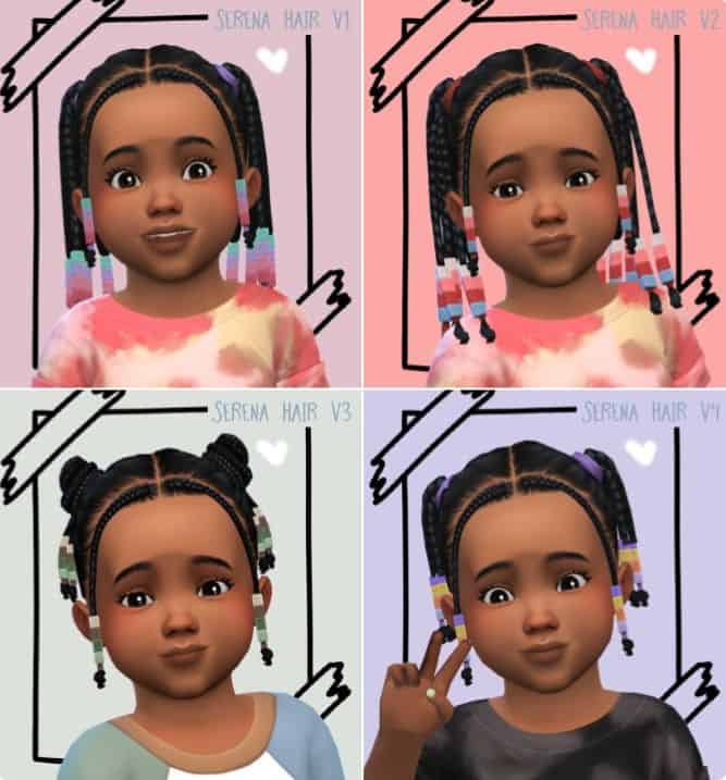 collage of four versions of braided toddler hairstyles