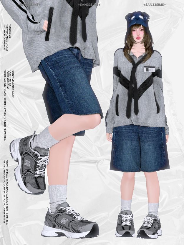 female sim wearing New Balance-inspired shoes