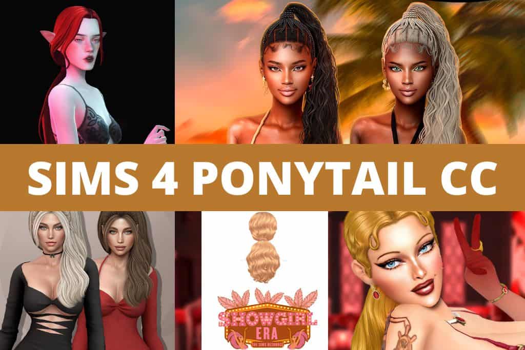 sims 4 ponytail cc collage