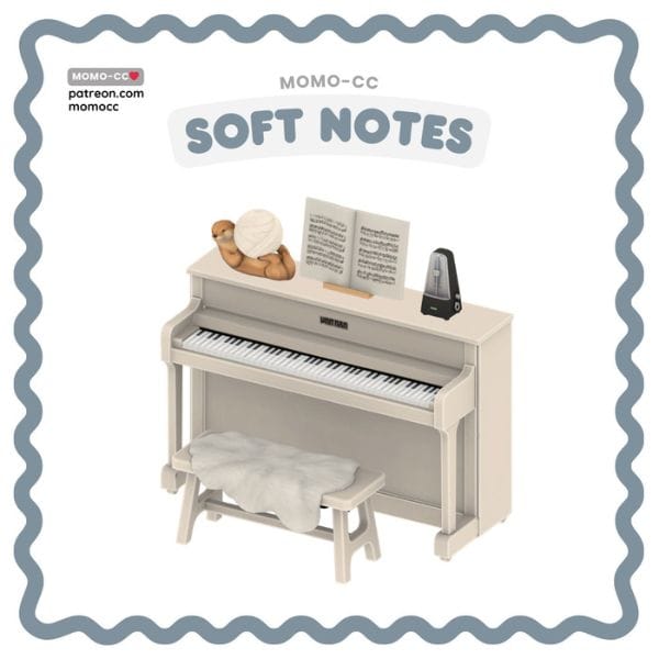 a piono with music sheets and decor pieces on the mantel