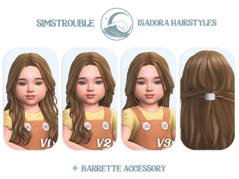 toddler sim with half up hairstyle show in different versions