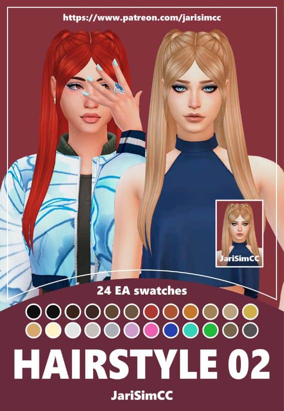 female sims with two high ponytails