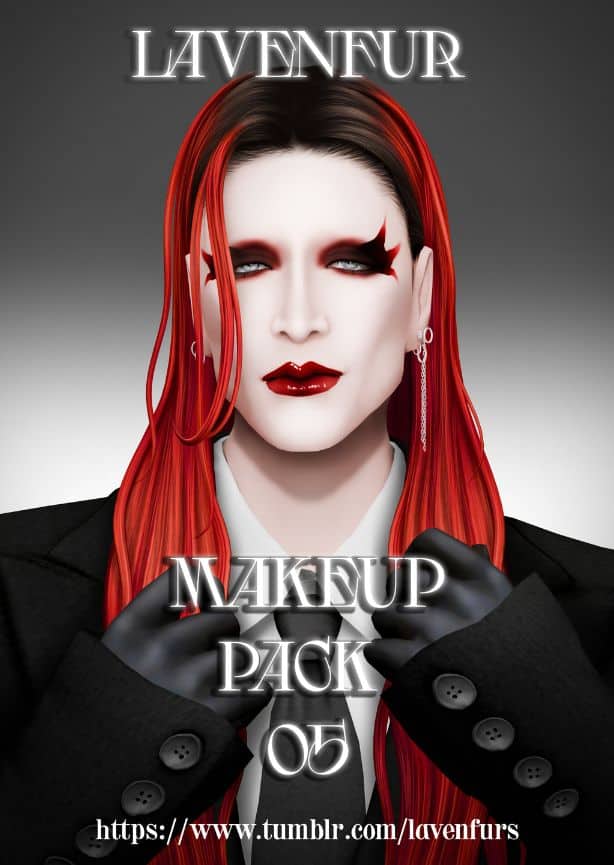 male Sim with dramatic red and black makeup
