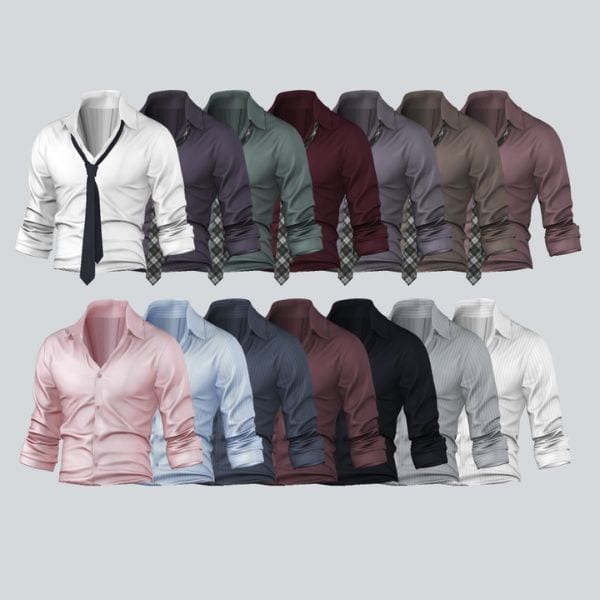 different color male shirts, with and without ties