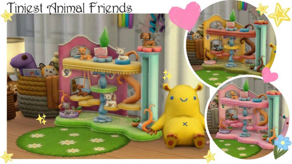 a playroom with mixed dollhouses