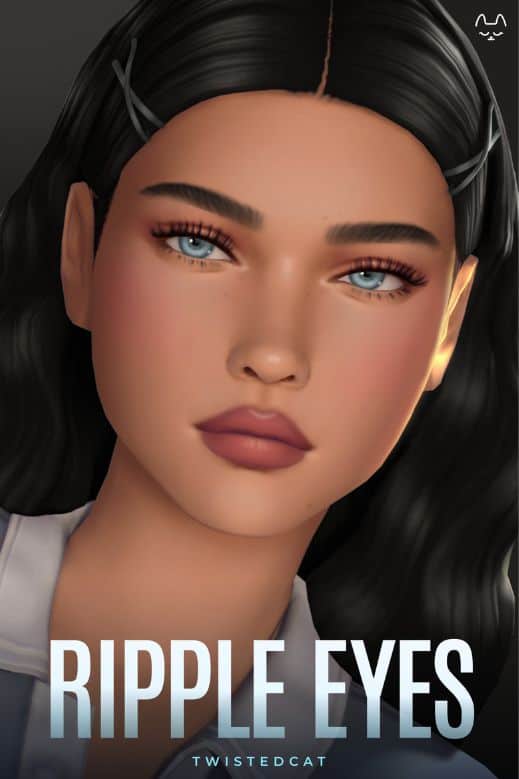 female Sim with black hair and piercing blue eyes