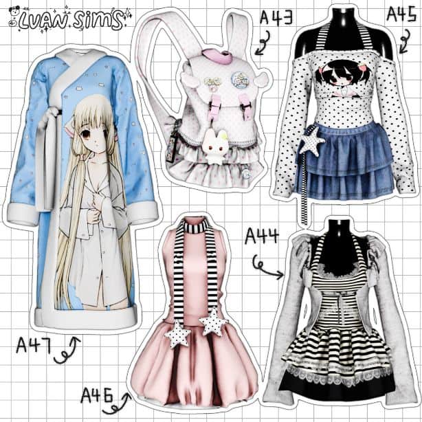 collage of mixed female clothing pieces and a backpack