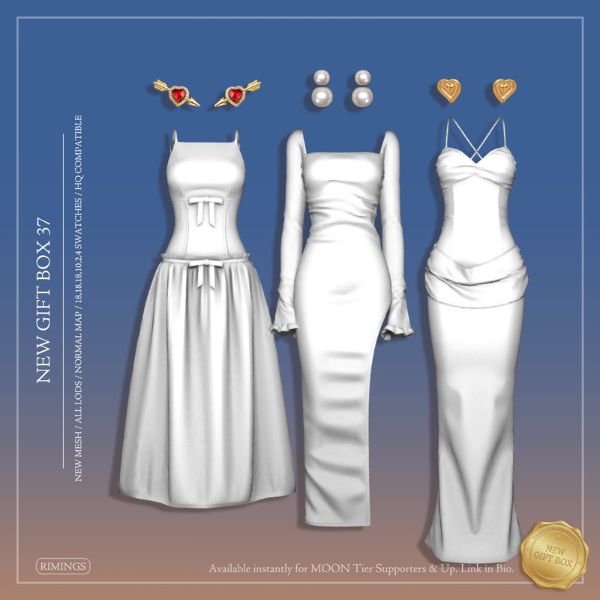 collage of white dresses with different earrings