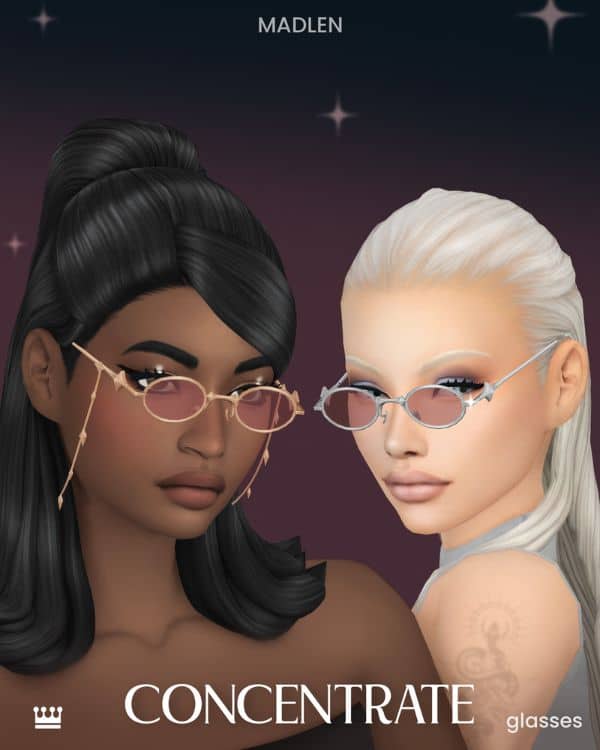female sims wearing narrow glasses