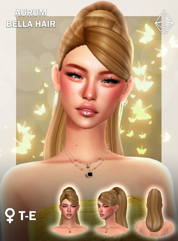 female sim with a chic, high ponytail