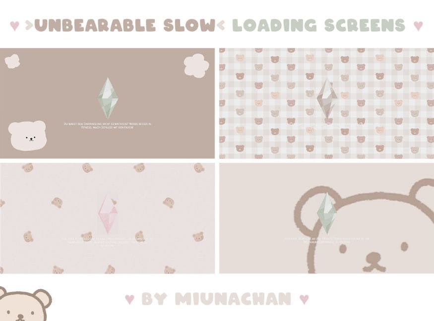 four bear-themed loading screens