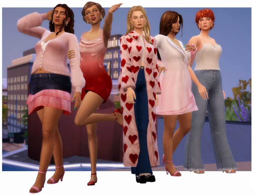 female sims wearing casual clothes,