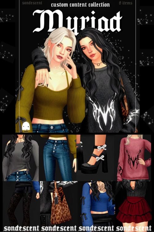 female sims wearing modern, stylish clothes, bag and heels