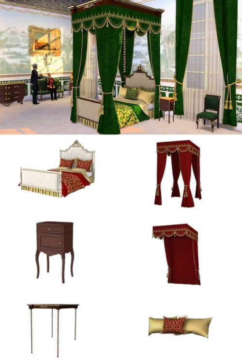 a collage of royal bedroom furniture