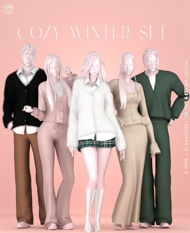 male and female mannequins dressed in cozy, chic winter outfits