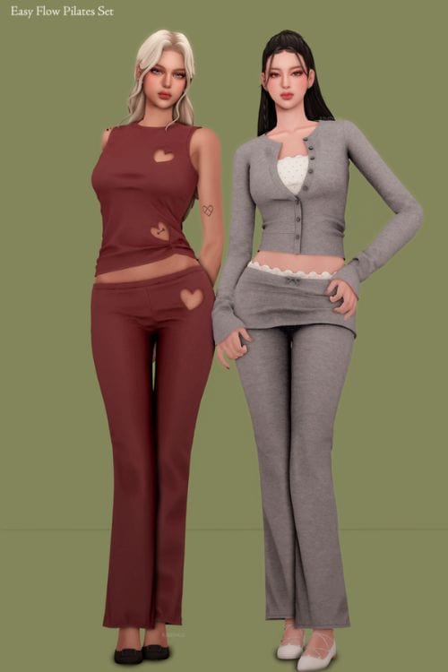 female sims wearing cozy loungewear sets