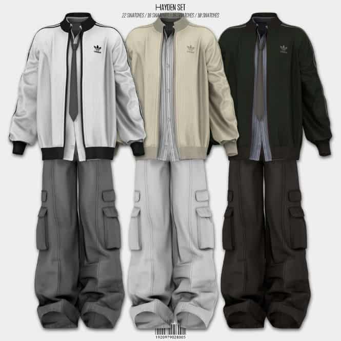 collage of male tops, bottoms, and a tie