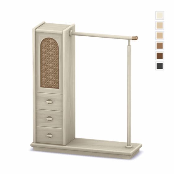 a wooden wardrobe with rattan details