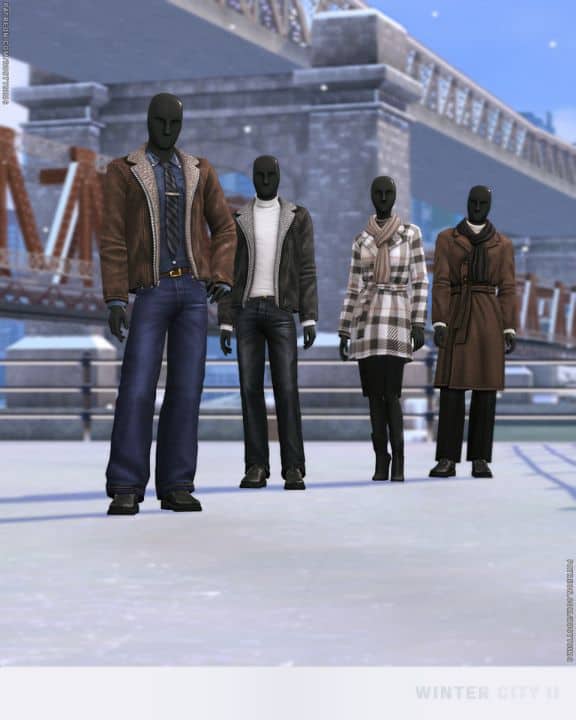 mannequins wearing winter coats and clothes