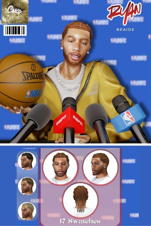 black male Sim with a braided hairstyle