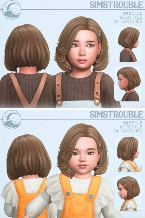 child and toddler sims with bob hairstyles
