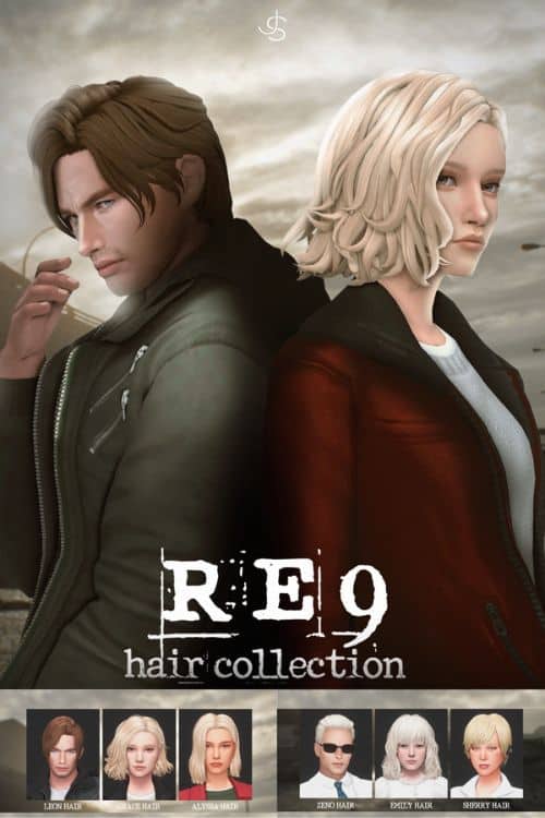 male and female Sims with mixed short hairstyles