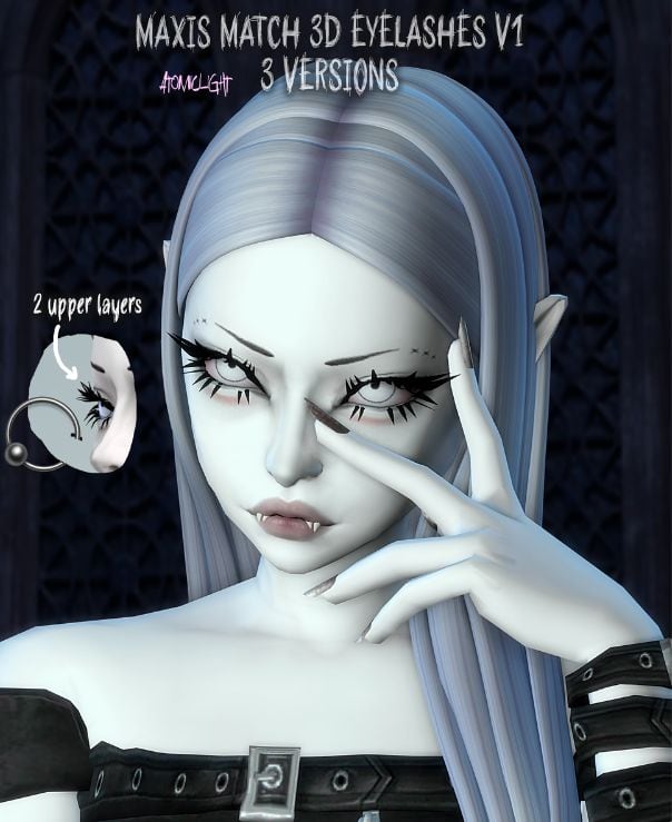 edgy female Sim with long 3D eyelashes